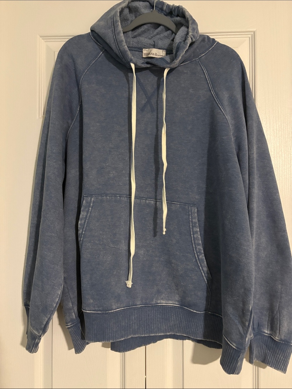 NWOT ZENANA - ACID WASH HOODIE Blue New